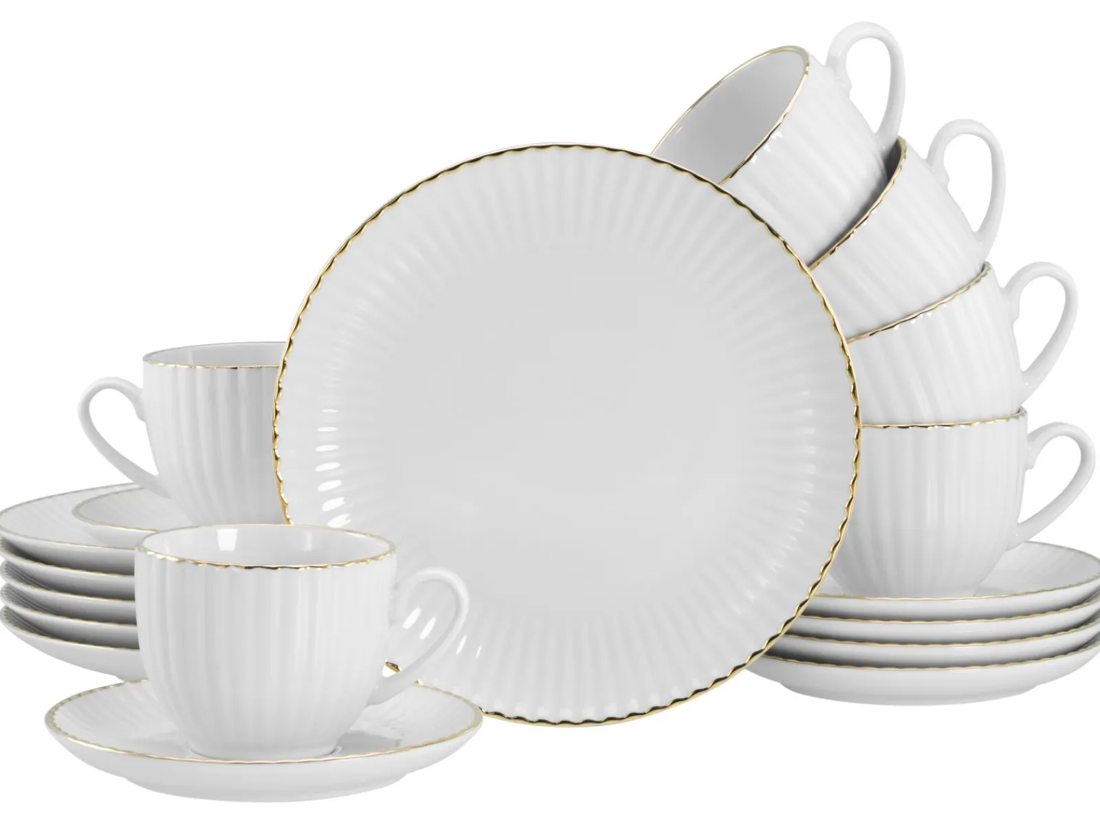 Creatable Geschirrset|Allegra - Kaffeeservice 18-tlg - Goldband