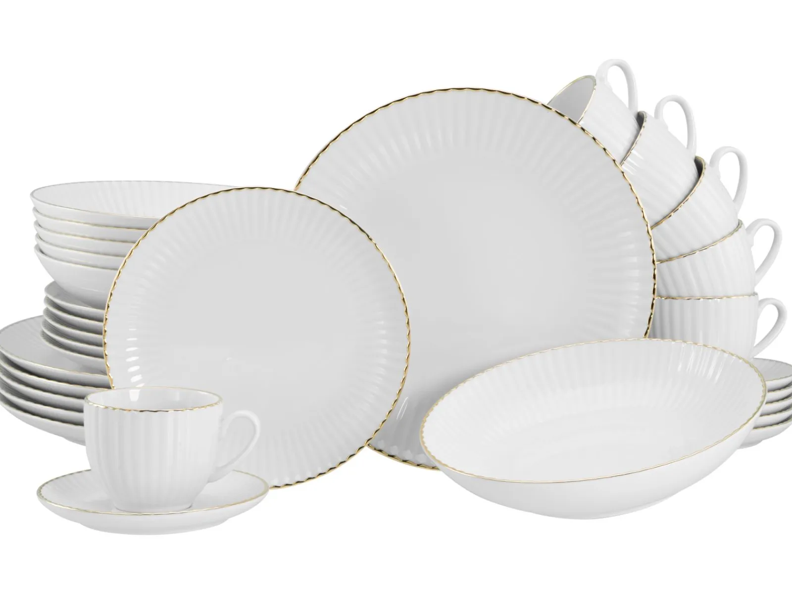 Creatable Geschirrset|Allegra - Kombiservice 30-tlg - Goldband