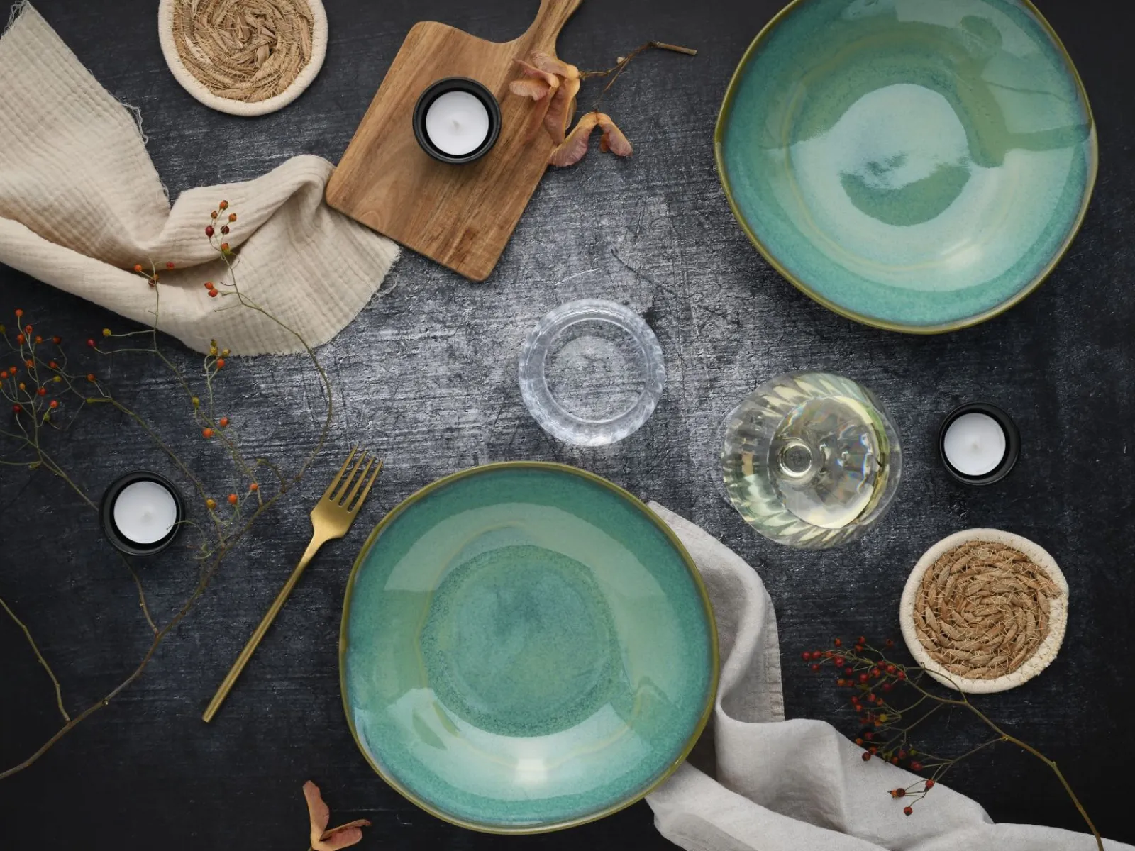 Creatable Bowls & Schüsseln|Geschirrset|Basalt Bio - Pasta Bowl 2-tlg - Salbei