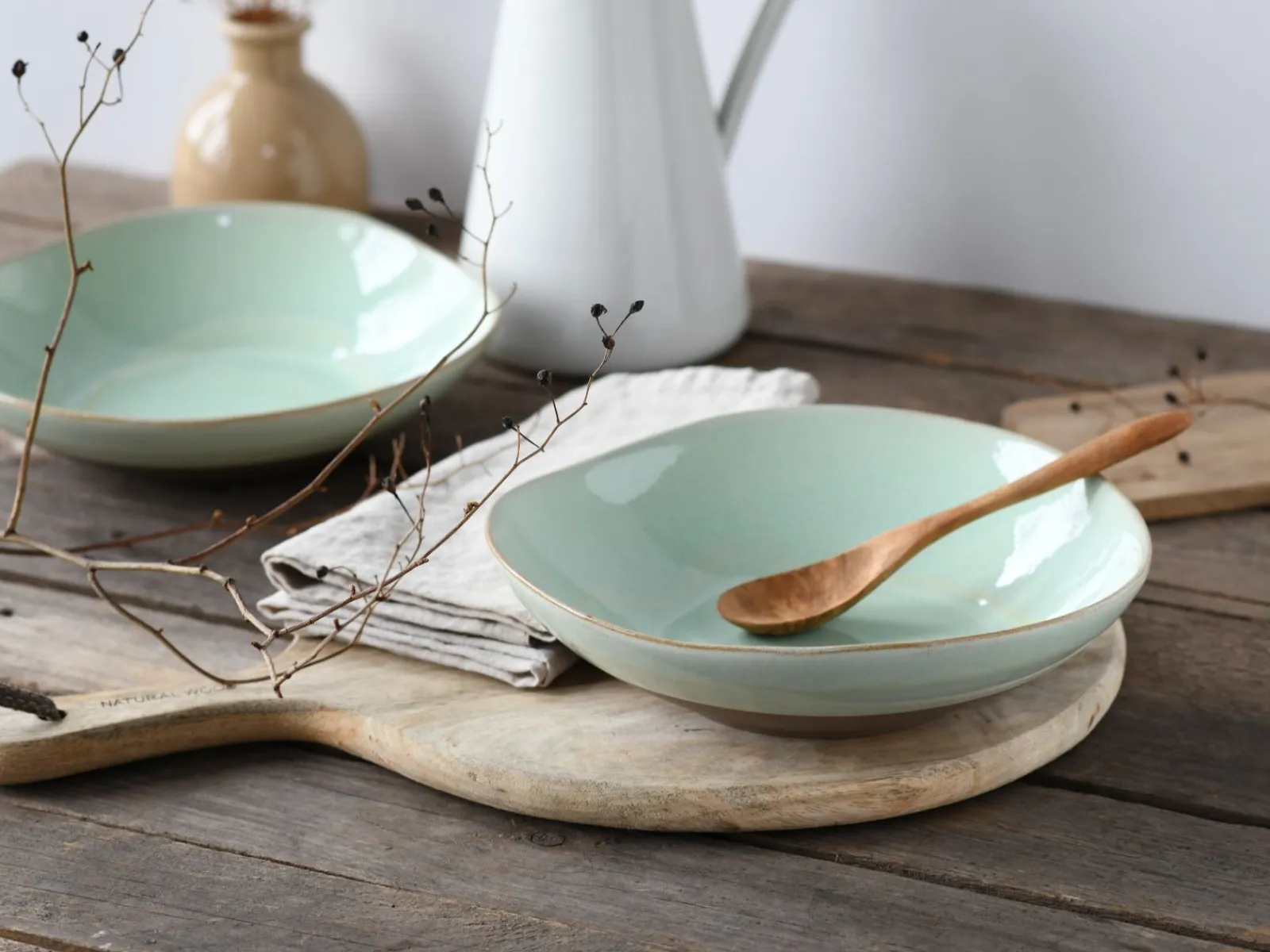 Creatable Bowls & Schüsseln|Geschirrset|Basalt Bio - Pasta Bowl 2-tlg - Salbei