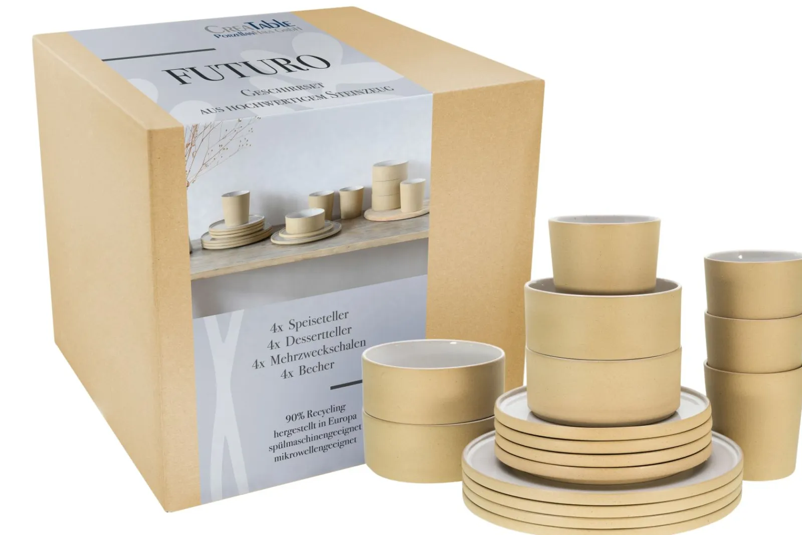 Creatable Geschirrset|Futuro - Kombiservice 16-tlg - Sand