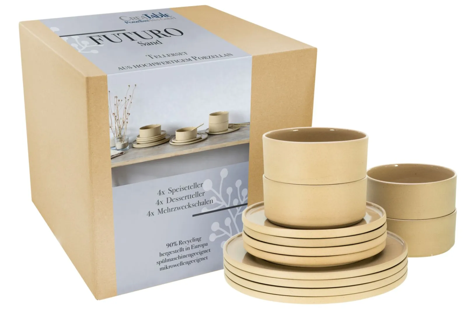 Creatable Geschirrset|Teller|Futuro - Tellerset 12-tlg - Sand