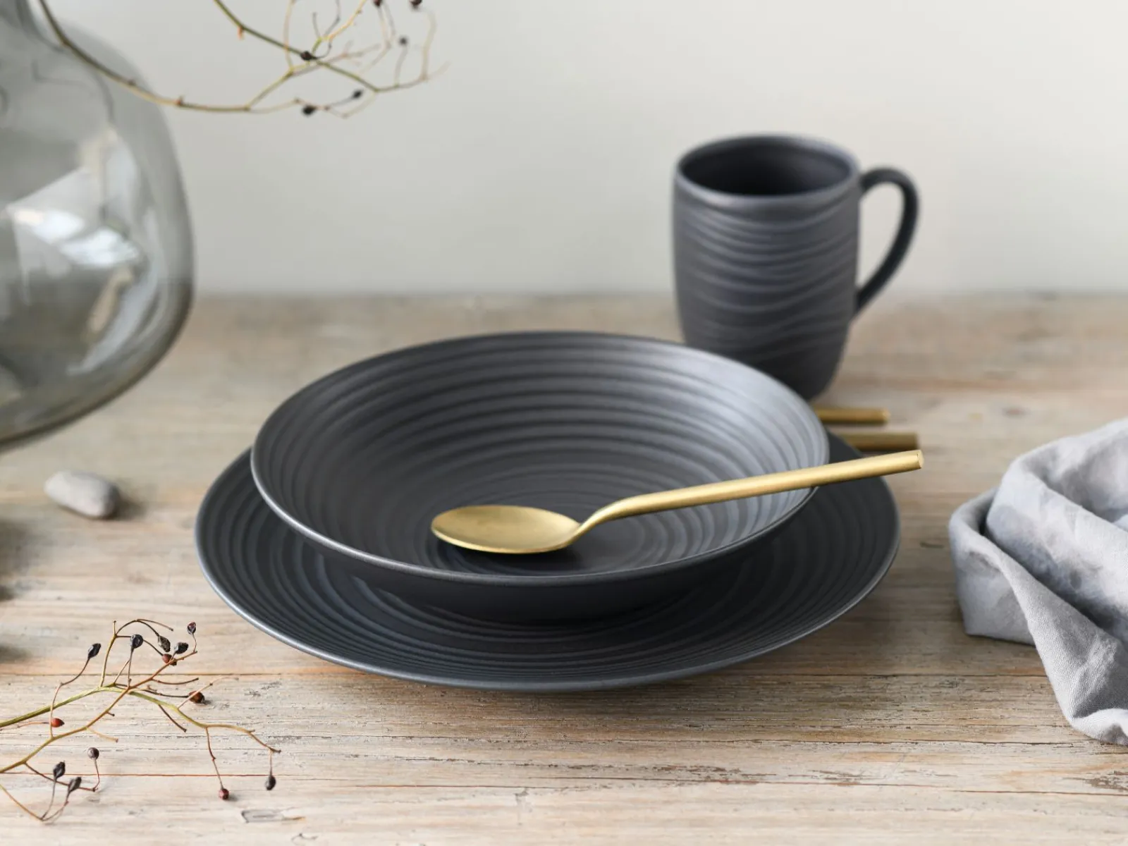 Creatable Becher & Tassen|Geschirrset|Lava Stone - Kaffeebecher 6-tlg - Schwarz