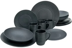 Creatable Geschirrset|Lava Stone - Kombiservice 16-tlg - Schwarz
