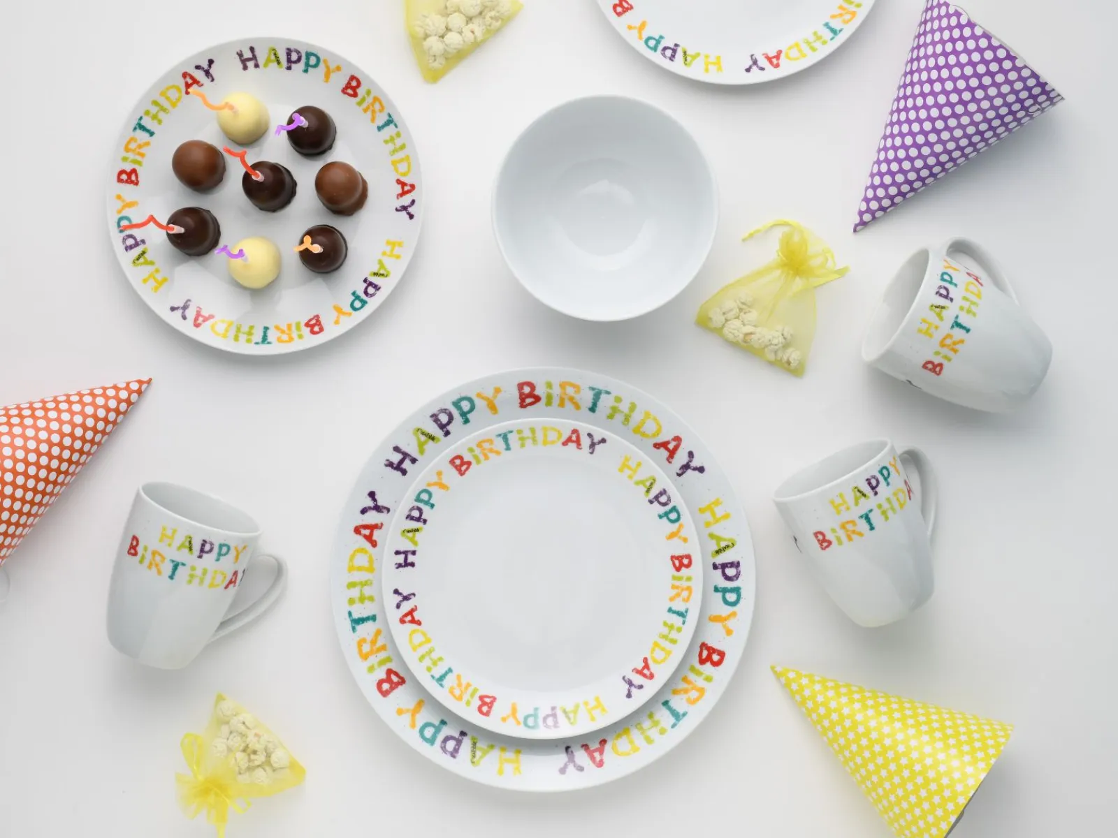 Creatable Geschirrset|Luna Black Line - Kombiservice 16-tlg, Luna - Kombiservice 16-tlg, Happy Birthday - Kombiservice 16-tlg - Happy Birthday