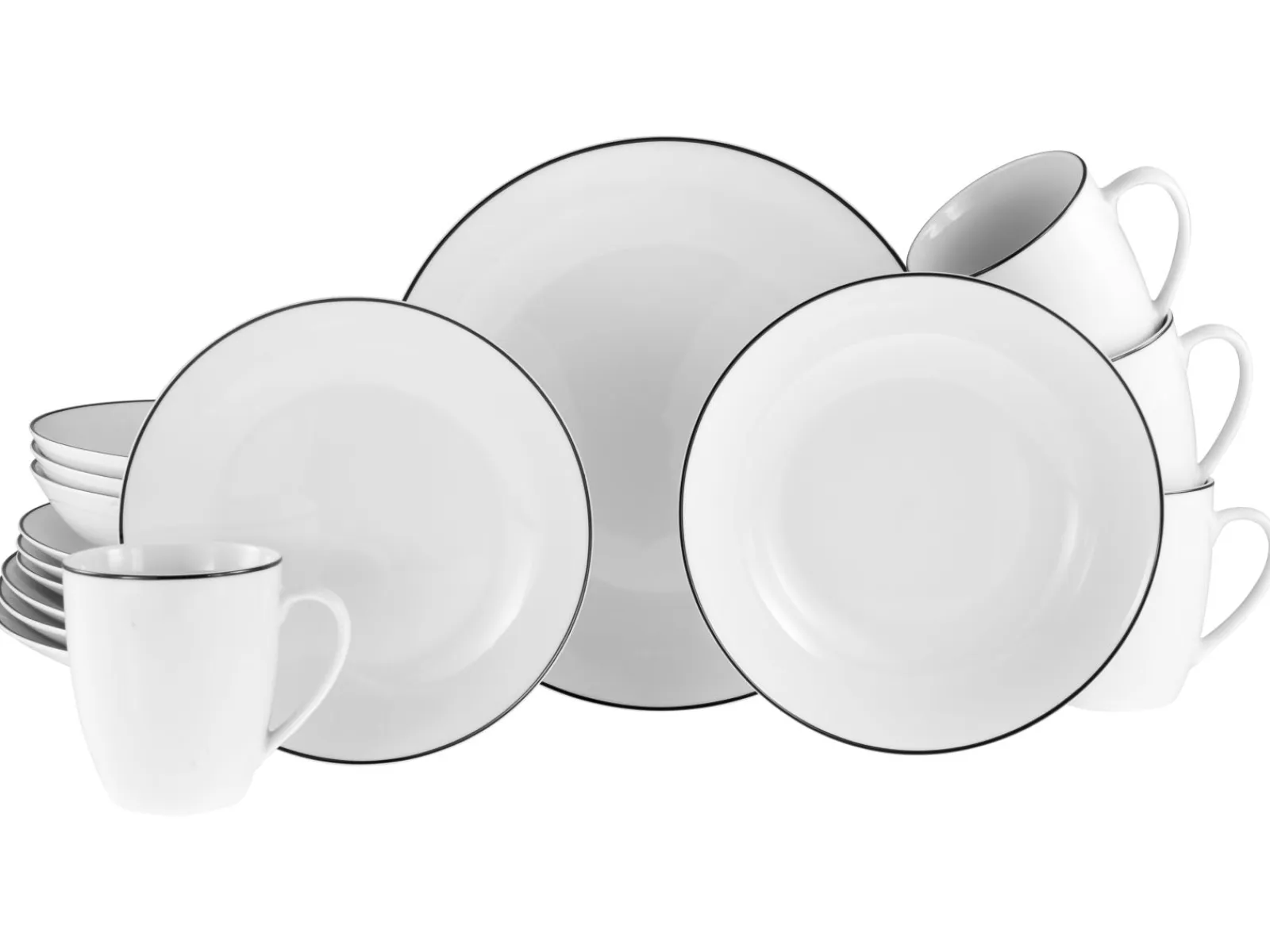 Creatable Geschirrset|Luna Black Line - Kombiservice 16-tlg, Luna - Kombiservice 16-tlg, Happy Birthday - Kombiservice 16-tlg - Happy Birthday