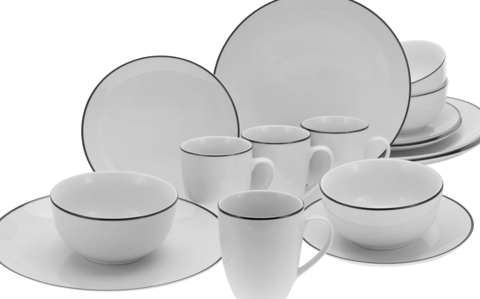 Creatable Geschirrset|Luna Black Line - Kombiservice 16-tlg, Luna - Kombiservice 16-tlg, Happy Birthday - Kombiservice 16-tlg - Happy Birthday