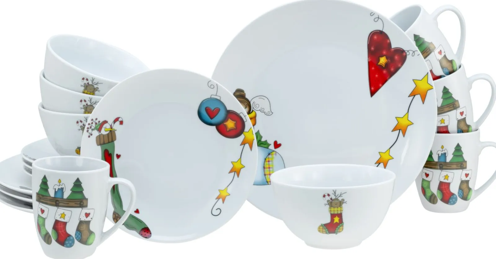 Creatable Geschirrset|Luna Black Line - Kombiservice 16-tlg, Luna - Kombiservice 16-tlg, Happy Birthday - Kombiservice 16-tlg - Happy Birthday