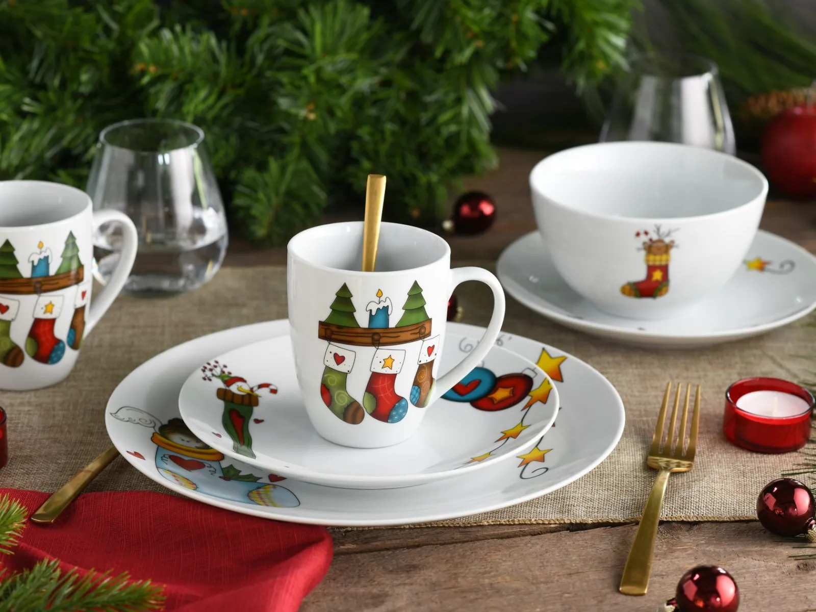 Creatable Geschirrset|Luna Black Line - Kombiservice 16-tlg, Luna - Kombiservice 16-tlg, Happy Birthday - Kombiservice 16-tlg - Happy Birthday