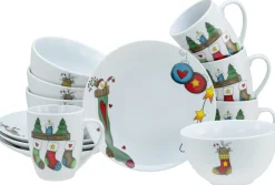 Creatable Geschirrset|Luna - Brunch Set 12-tlg, Happy Birthday - Frühstücksset 12-tlg - Happy Birthday