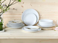 Creatable Geschirrset|Luna - Tellerset 18-tlg, Luna Black Line - Tellerset 18-tlg - Weiss