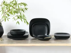 Creatable Geschirrset|Teller|Magic Black Square - Tellerset 12-tlg - Schwarz