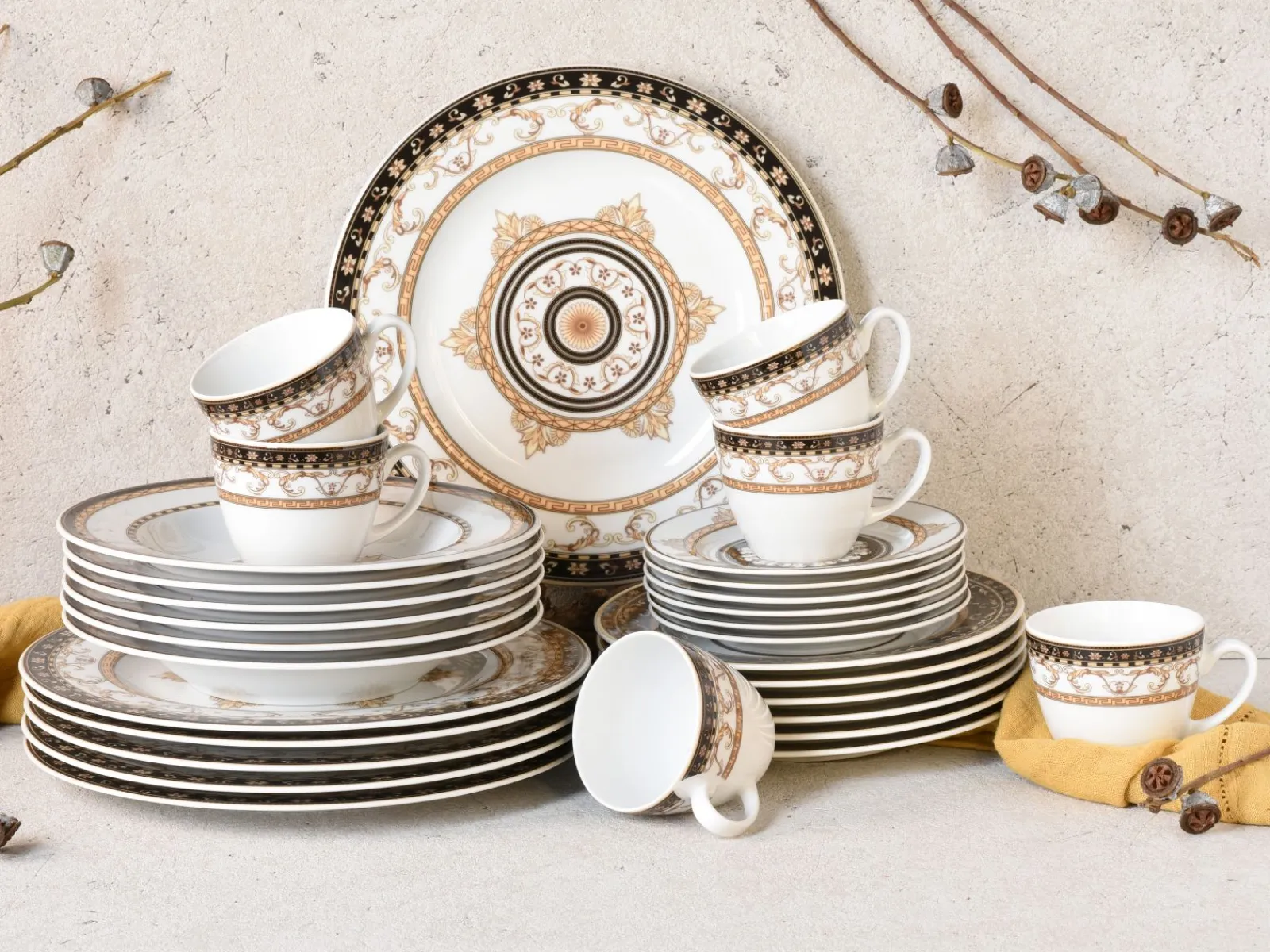 Creatable Geschirrset|Majestosa - Kombiservice 30tlg - Schwarz