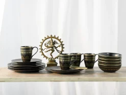 Creatable Geschirrset|Mandala - Kombiservice 16-tlg - Gold-Schwarz