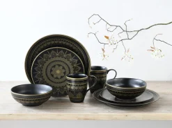 Creatable Geschirrset|Mandala - Kombiservice 8-tlg - Gold-Schwarz