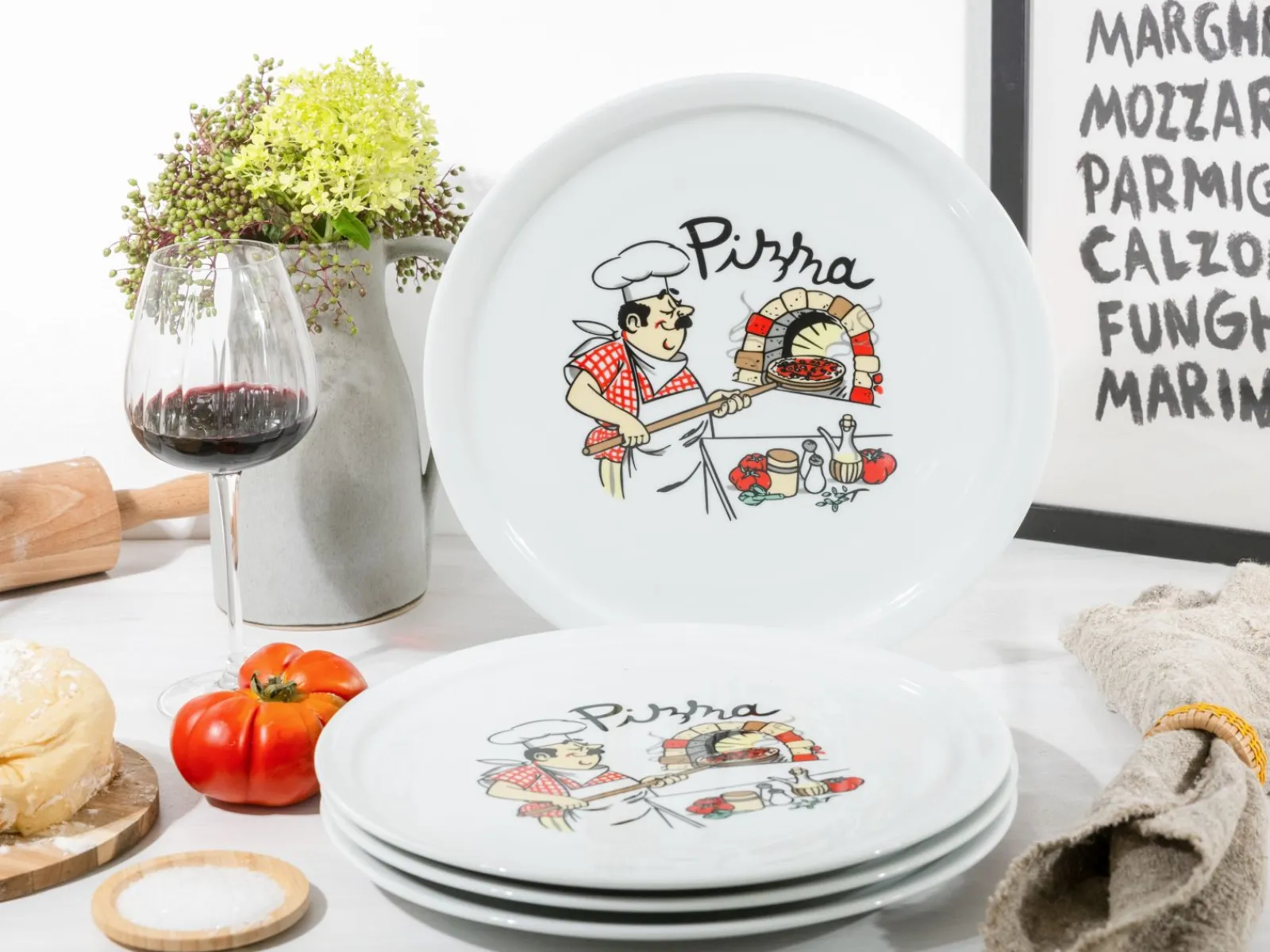 Creatable Geschirrset|Teller|Milano - Pizzateller 4-tlg - Pizzabäcker