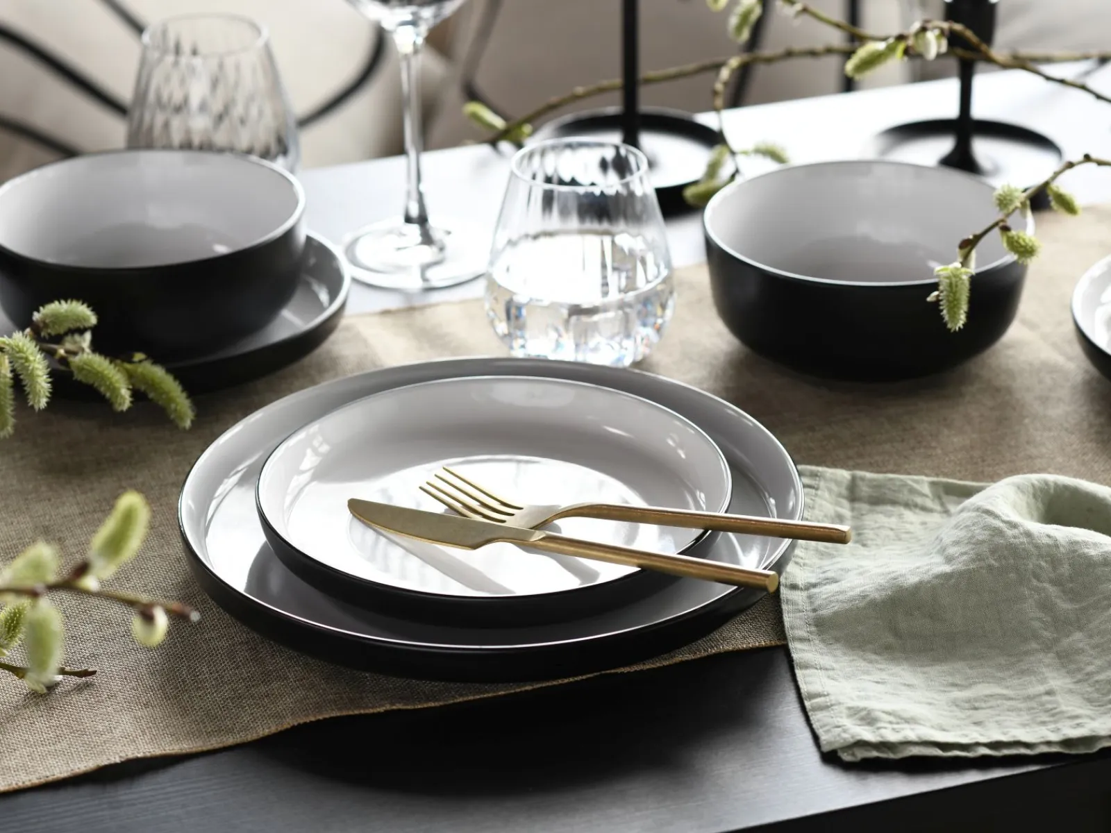 Creatable Geschirrset|Teller|Nordic - Tellerset 12-tlg - Cool Black