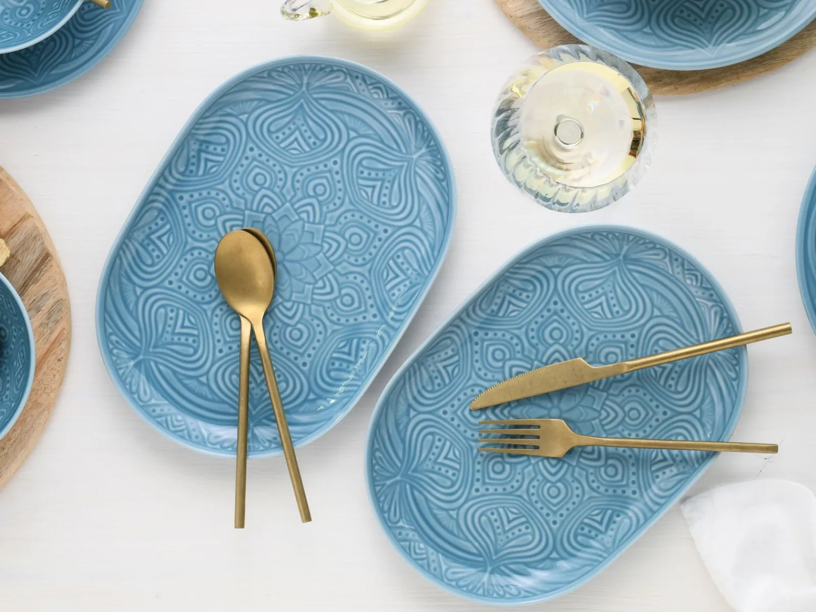 Creatable Platten|Geschirrset|Orient Mandala - Plattenset 2-tlg - Aquamarine