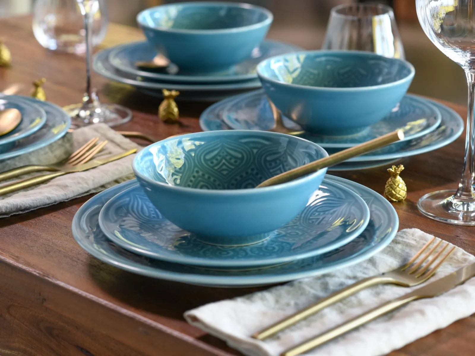 Creatable Geschirrset|Teller|Orient Mandala - Tellerset 12-tlg - Aquamarine