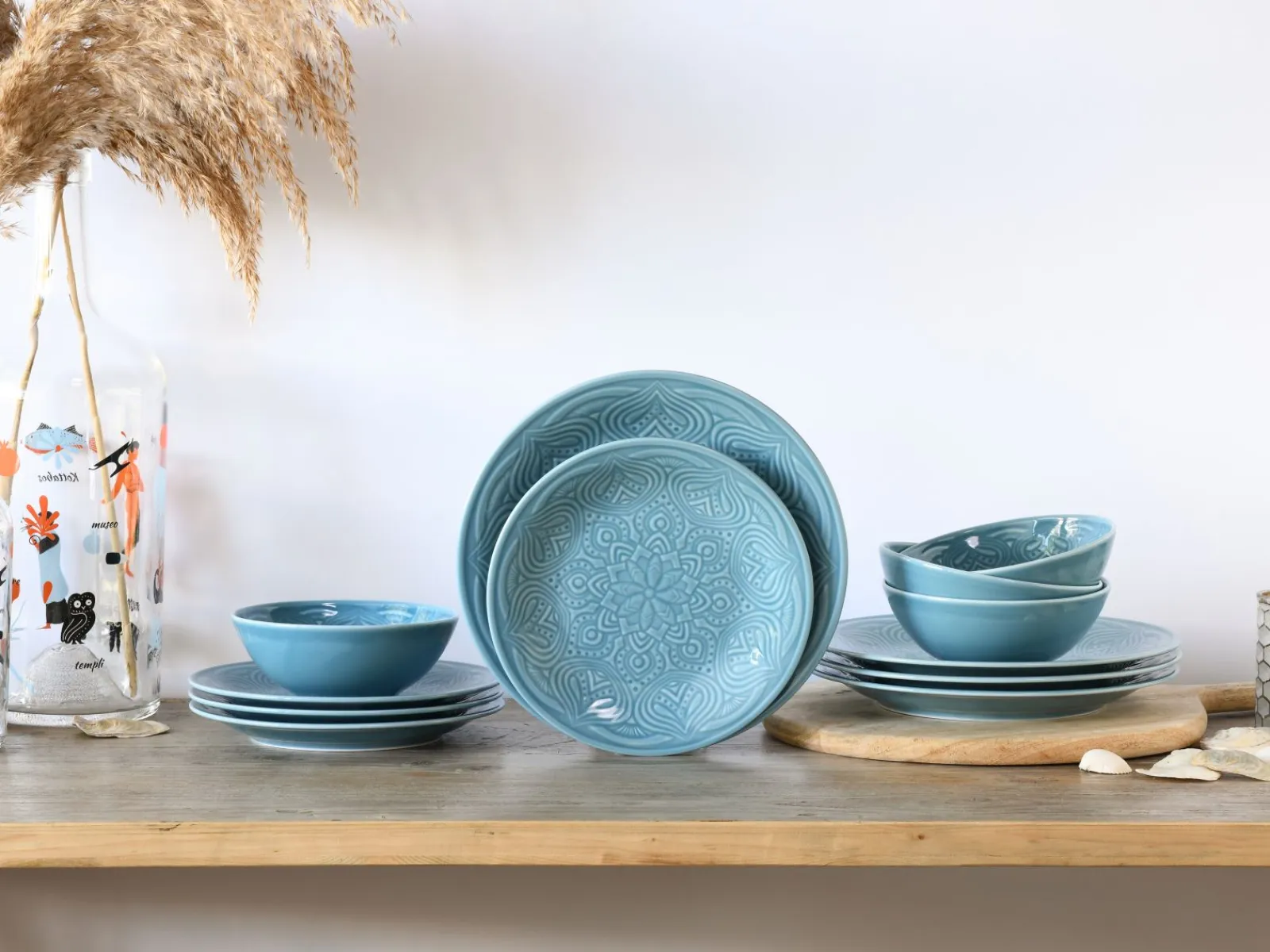 Creatable Geschirrset|Teller|Orient Mandala - Tellerset 12-tlg - Aquamarine