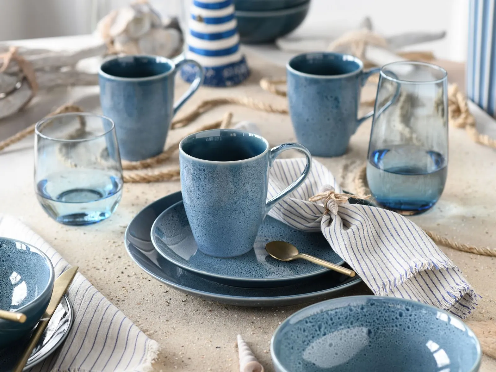 Creatable Geschirrset|Reactive Nostalgic - Kombiservice 16-tlg - Blau