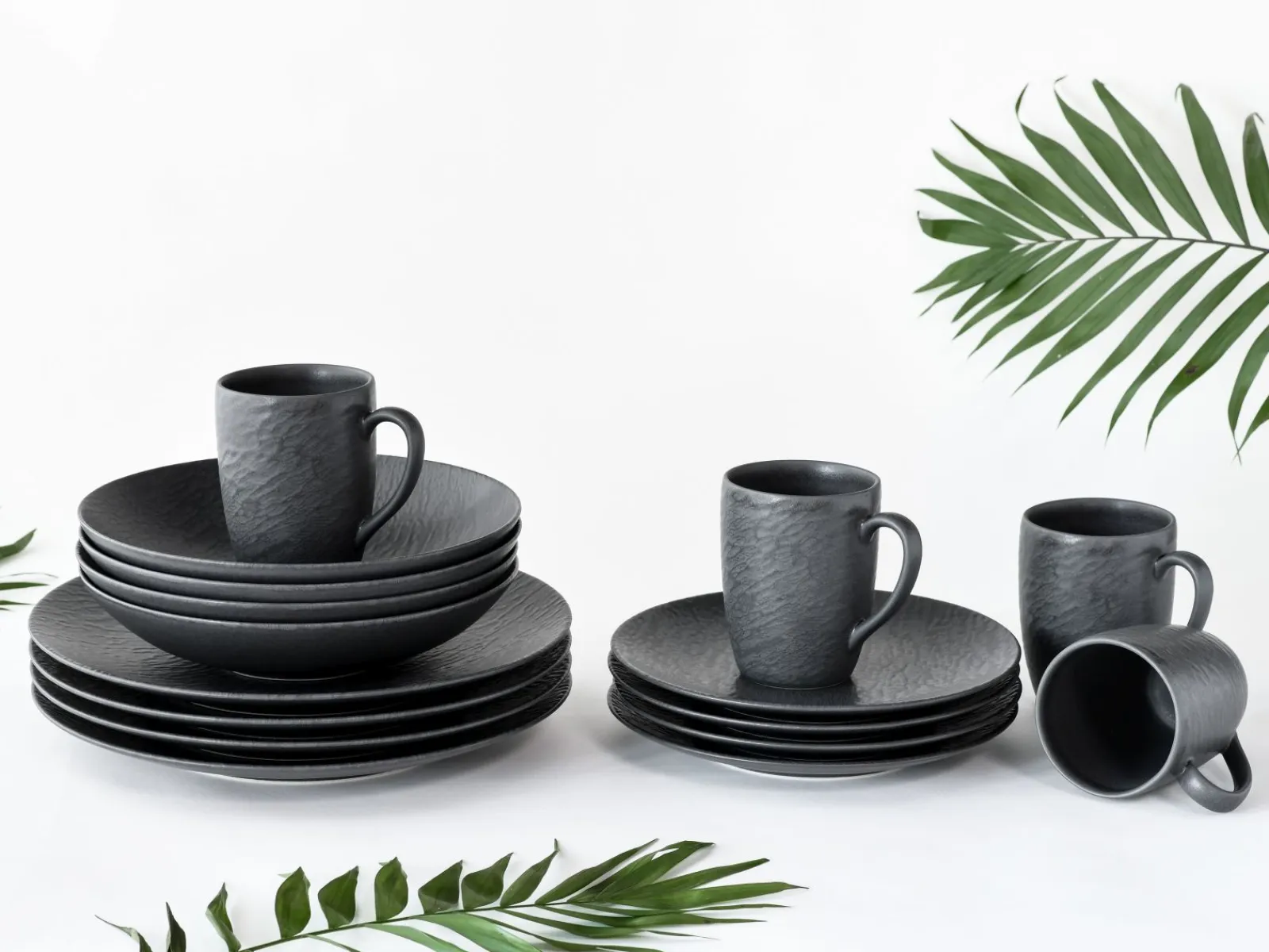 Creatable Geschirrset|Schiefer - Kombiservice 16-tlg - Schwarz