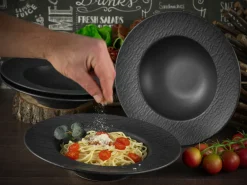 Creatable Pizza & Pasta|Geschirrset|Schiefer - Pastateller 4-tlg - Schwarz