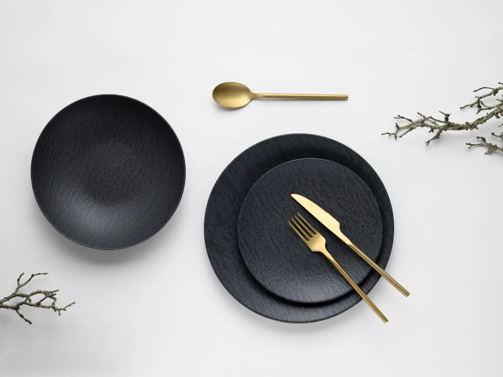 Creatable Geschirrset|Teller|Schiefer - Tellerset 12-tlg - Schwarz