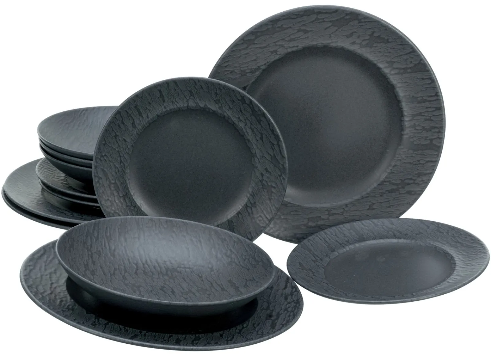 Creatable Geschirrset|Teller|Schiefer - Tellerset 12-tlg - Schwarz