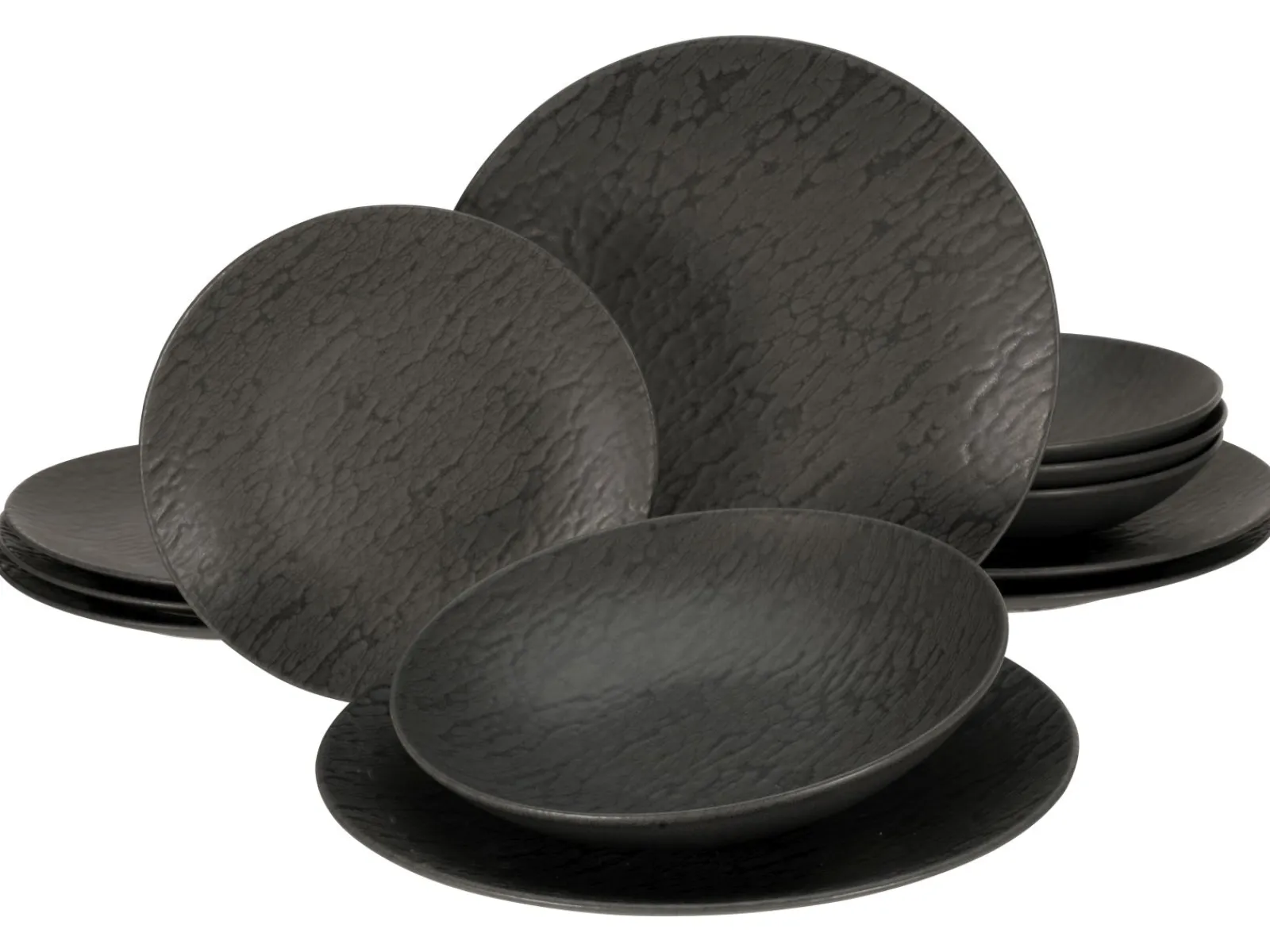 Creatable Geschirrset|Teller|Schiefer - Tellerset 12-tlg - Schwarz