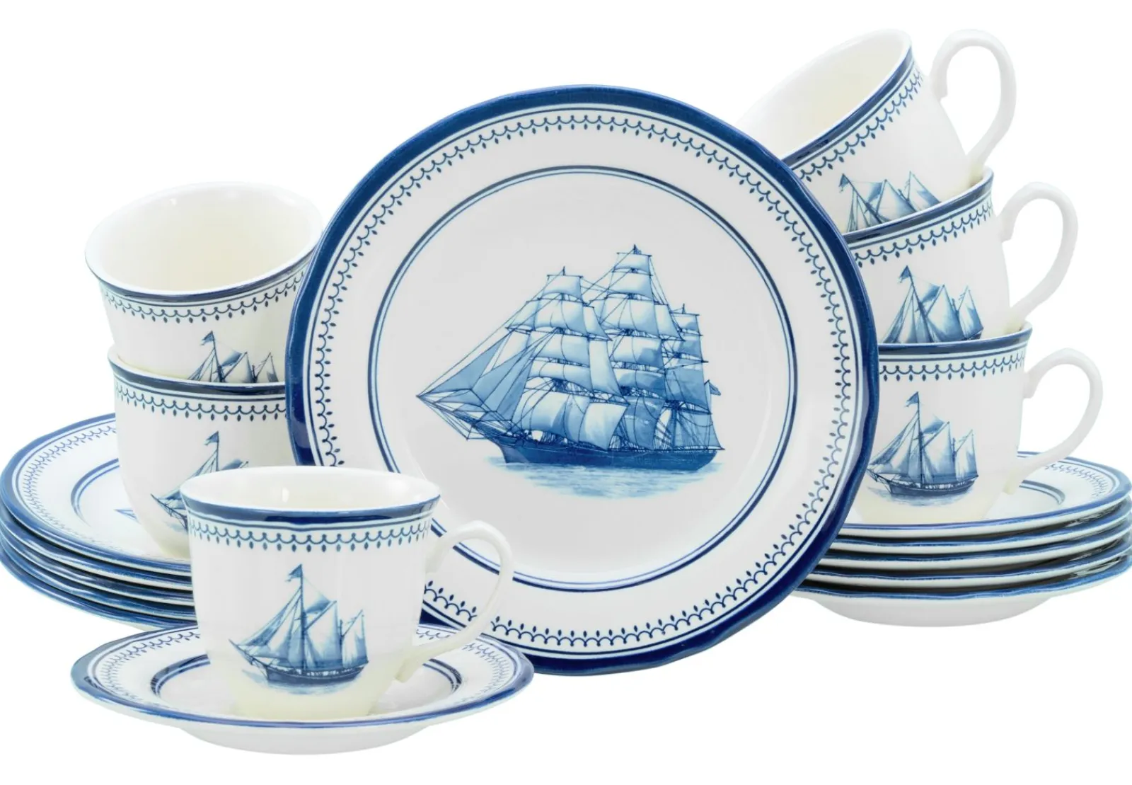 Creatable Geschirrset|Segelschiff - Kaffeeservice 18-tlg - Blau