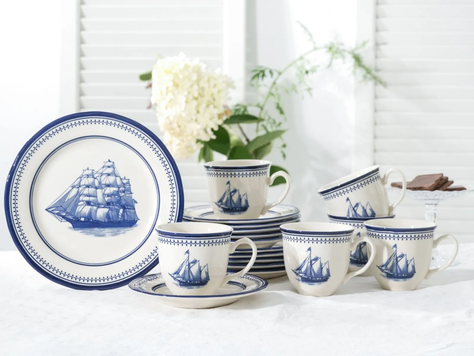Creatable Geschirrset|Segelschiff - Kaffeeservice 18-tlg - Blau