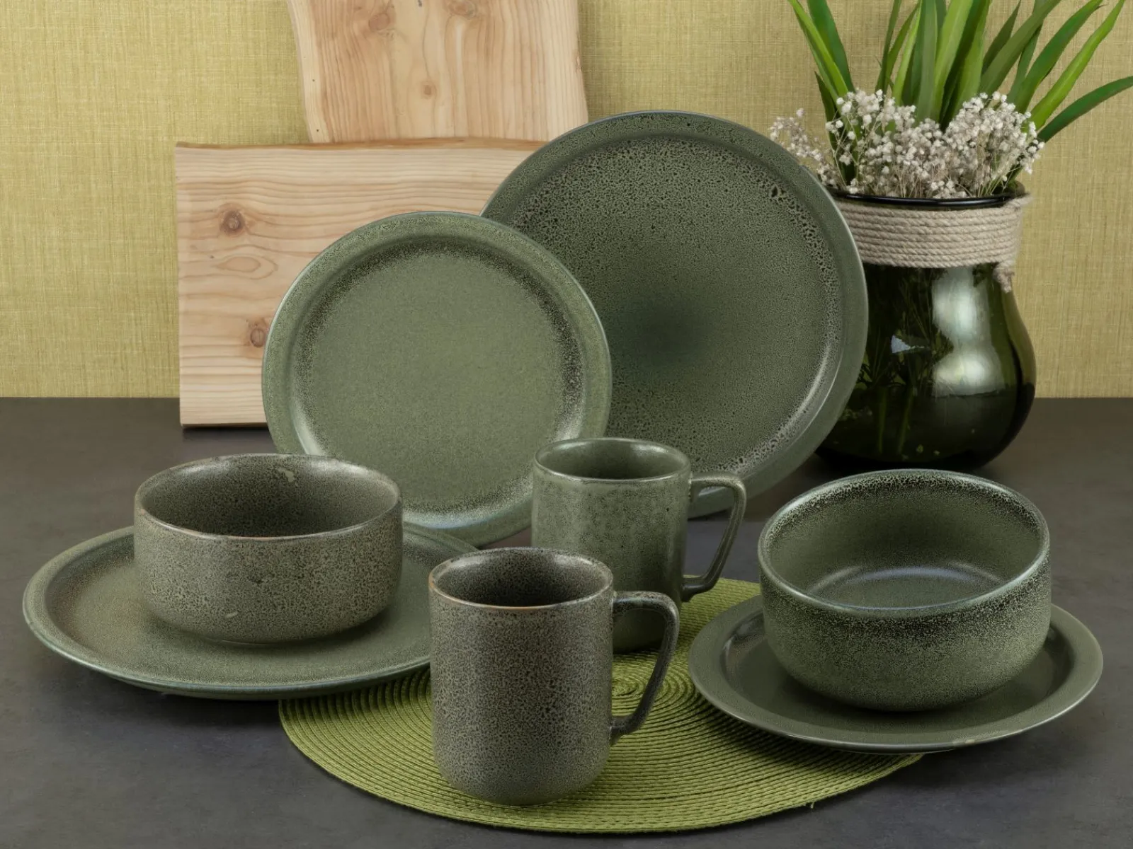 Creatable Geschirrset|Sylt - Kombiservice 8-tlg - Dark green