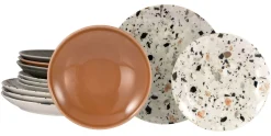 Creatable Geschirrset|Teller|Terrazzo - Tellerset 12-tlg - Mix