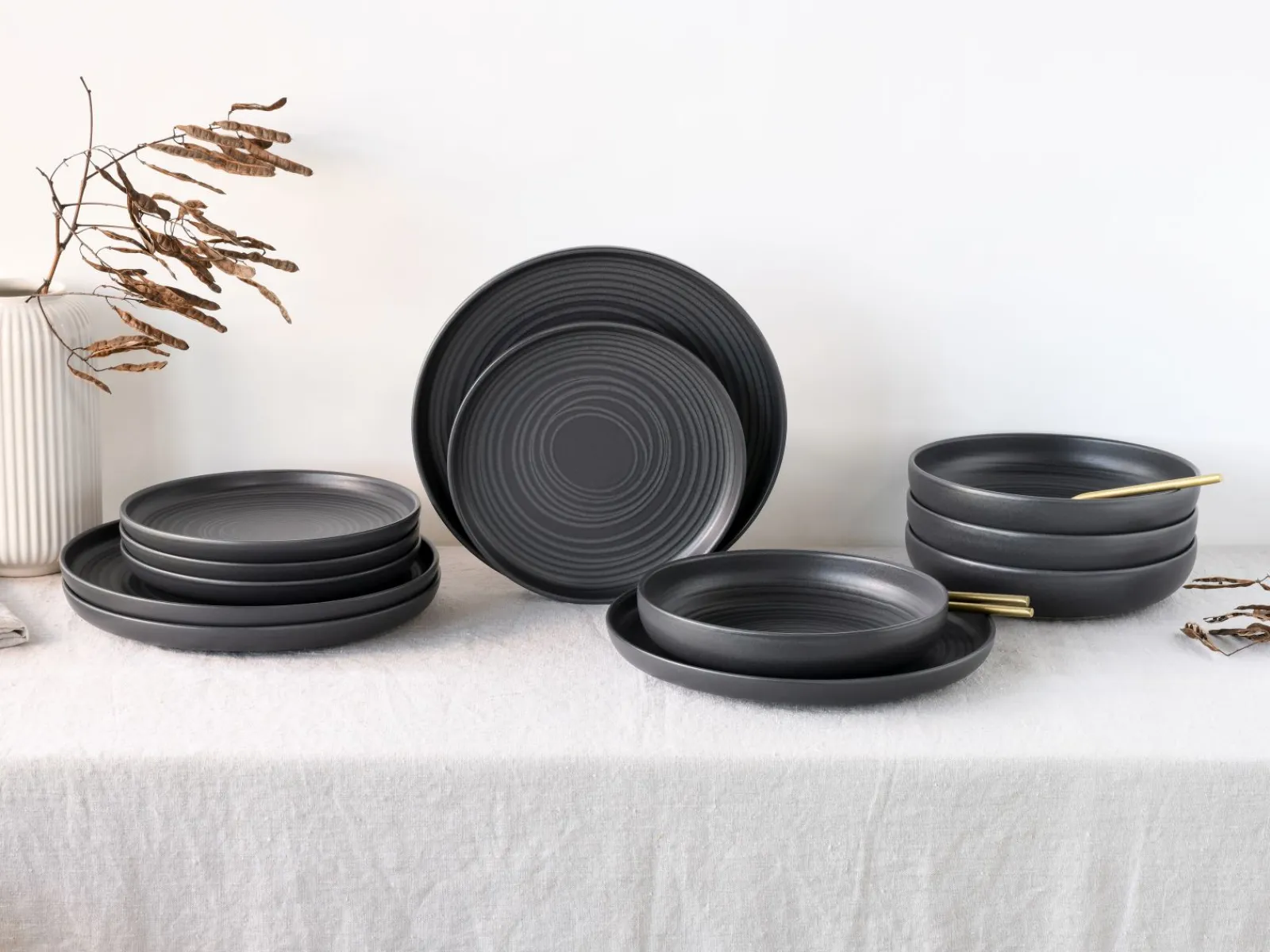 Creatable Geschirrset|Teller|Uno - Tellerset 12-tlg - Black