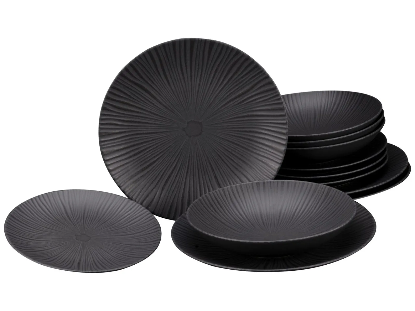 Creatable Geschirrset|Teller|Vesuvio - Tellerset 12-tlg - Schwarz