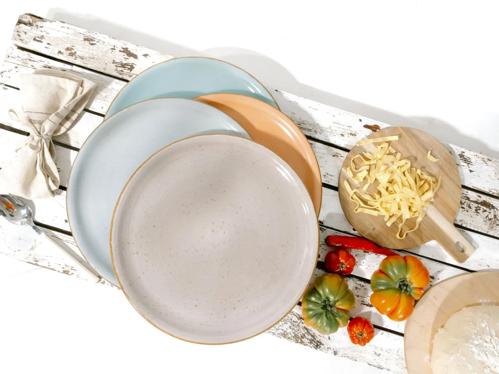 Creatable Pizza & Pasta|Geschirrset|Vintage Nature - Pizzateller 4-tlg - Weiss