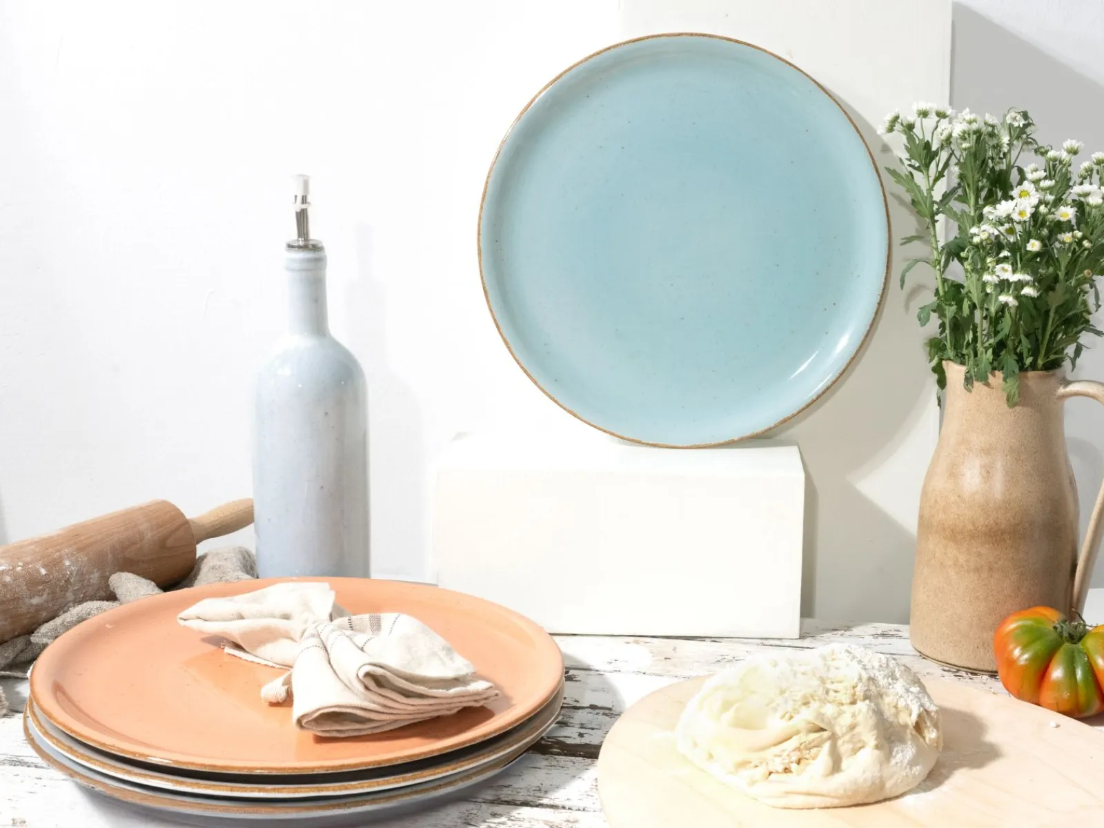 Creatable Pizza & Pasta|Geschirrset|Vintage Nature - Pizzateller 4-tlg - Weiss