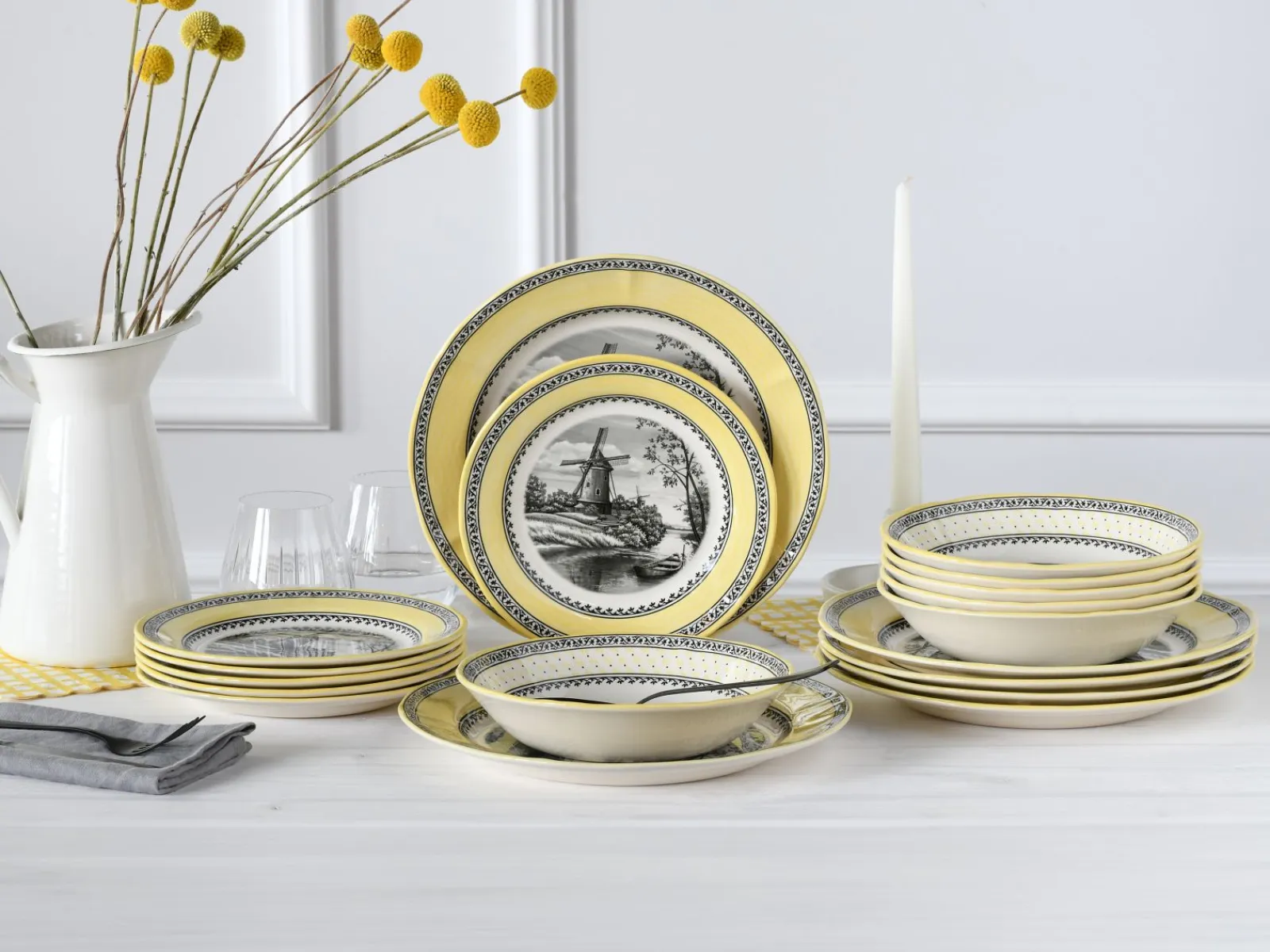 Creatable Geschirrset|Teller|Windmühle - Kombiservice 18-tlg - Gelb