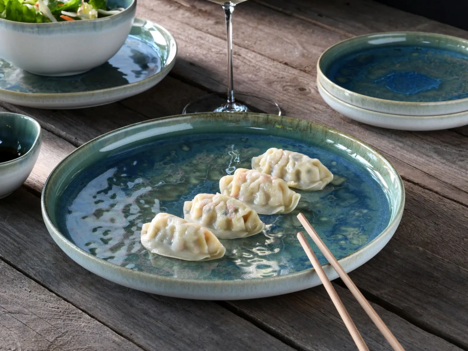 Creatable Geschirrset|Teller|Yuki - Tellerset 8-tlg - Grün-blau